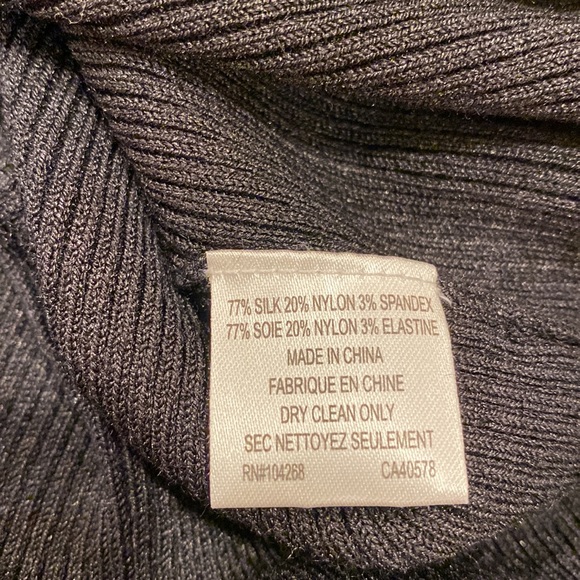 Esther Chen Black Ribbed Top.  Silk, Nylon and Spandex.  Ruffled detail - Picture 16 of 16